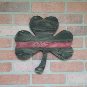 Firefighter Thin Red Line Shamrock Reclaimed Wood