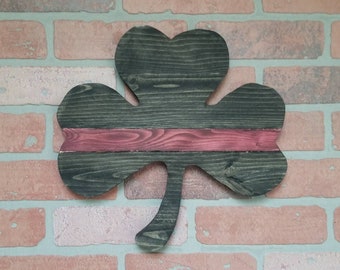 Firefighter Thin Red Line Shamrock Reclaimed Wood