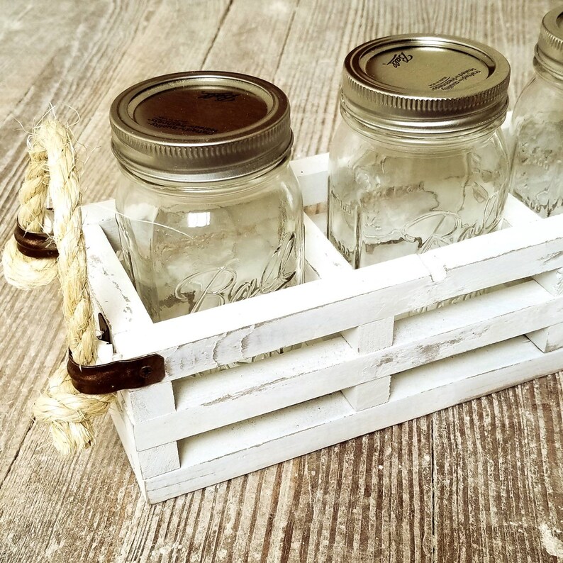 Reclaimed Wooden Mason Jar Tote Rustic Wedding Centerpiece Etsy