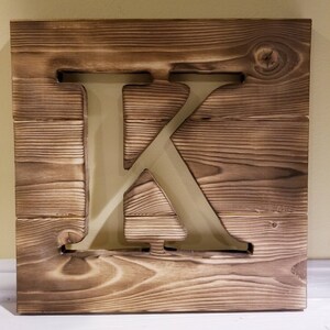 Rustic Reclaimed Wood Wall Art Cutout Monogram Initial Personalizable image 3