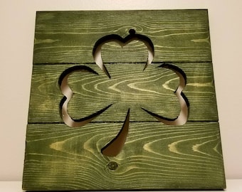 Hand Crafted Rustic Shamrock Cutout Reclaimed Wood Wall Decor