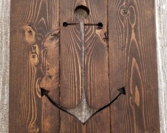 Rustic Chic Anchor Cutout Nautical Wall Decor Hand Crafted Reclaimed Wood