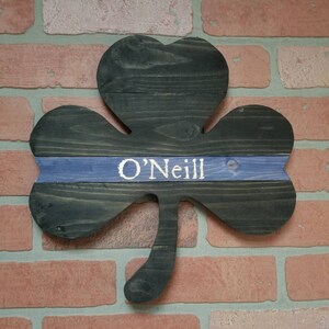 Police Officer Thin Blue Line Shamrock Reclaimed Wood image 5