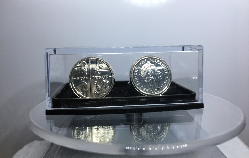 1997 Five Pence Coins Rare Uncirculated Set in Silver Plated Cuff Links + FREE Gift Card Or Birth Year Card With Display Card Proof