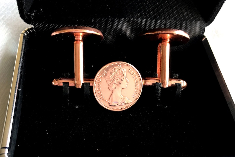 Mint PROOF 1984 HALF PENNY Is Our Rarest Coins For The 34th Birthday Limited Edition Set in Rose Gold Plated Cuff Links Special Price.