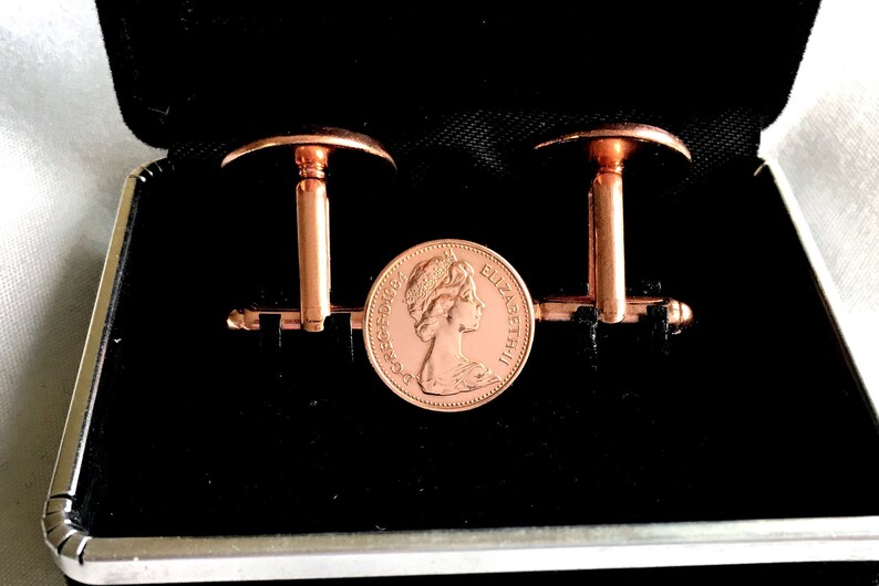 Mint PROOF 1984 HALF PENNY Is Our Rarest Coins For The 34th Birthday Limited Edition Set in Rose Gold Plated Cuff Links Special Price.
