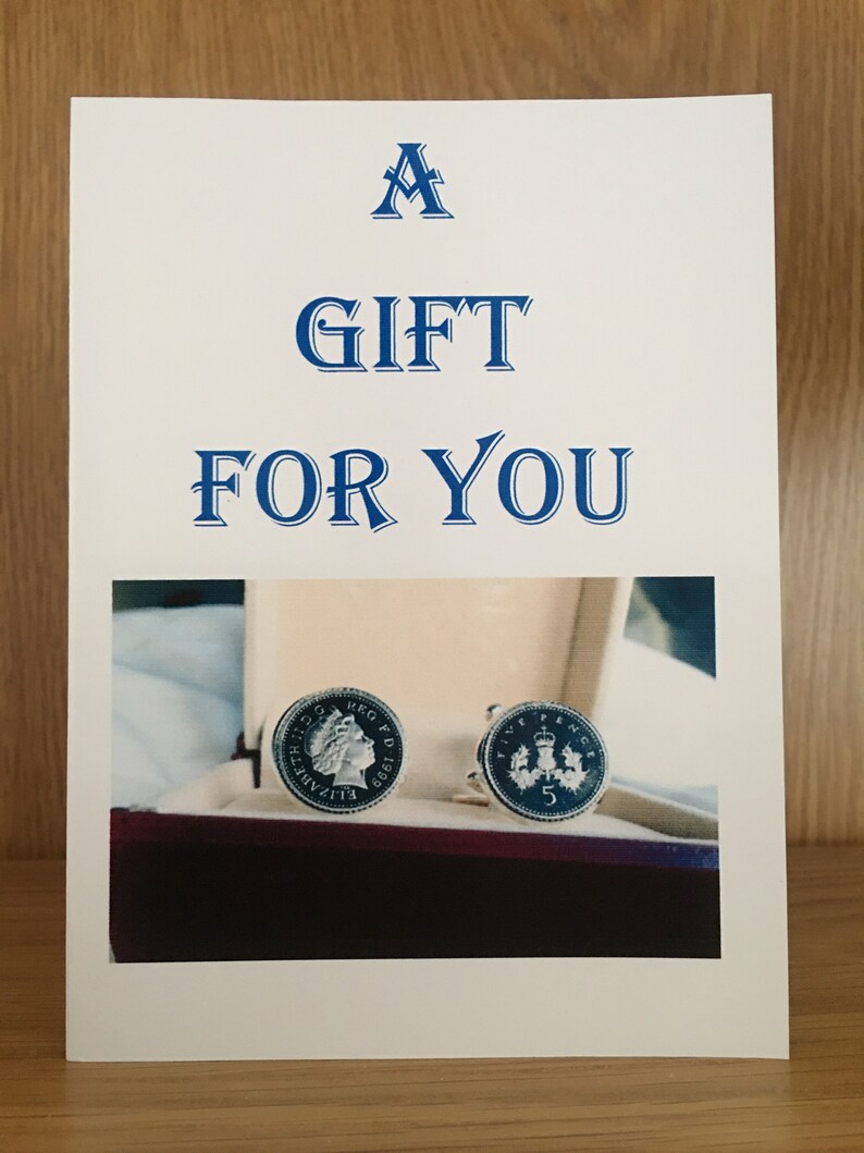 1997 Five Pence Coins Rare Uncirculated Set in Silver Plated Cuff Links + FREE Gift Card Or Birth Year Card With Display Card Proof