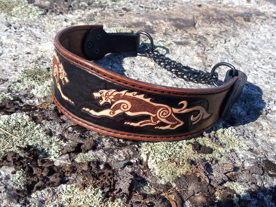 Tapered Leather Martingale Dog Collar Etsy