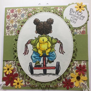 "Happy Birthday Girl Karte, ""Birthday Wishes for you"", handgemachte Grußkarte, ausgefallene handgemachte Karte, 3D Geburtstagskarte."