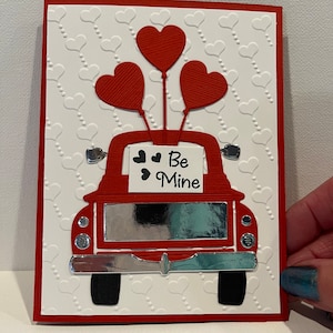 Carte Be Mine, Happy Valentines Day, Truck and Hearts, Sweetheart Valentine card, Be My Valentine, carte
