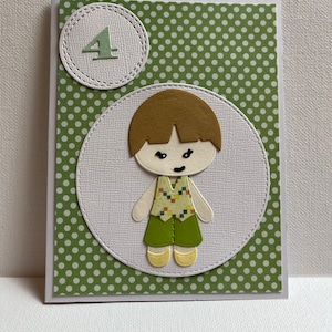 Carte de joyeux anniversaire de 4 ans, carte d'anniversaire de fille, carte d'anniversaire de fille 3D, carte d'anniversaire d'enfant, carte d'anniversaire faite main, carte de 4 ans