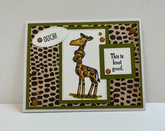 Funny Giraffe Get Well Card: Ouch, This Is Knot Good