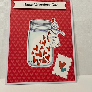 Happy Valentines Day-kaart, Jar of Hearts Valentijnskaart, Sending You Love Valentijnskaart, 3D Valentine Jar of Hearts-kaart