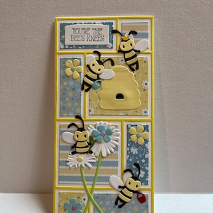 Handmade Bee Birthday Card: 3D Slimline Design