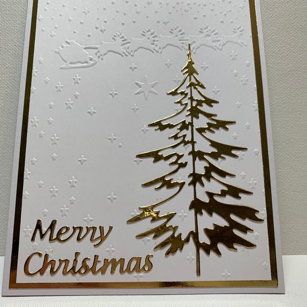 Merry Christmas card, 3D Merry Christmas card, Christmas Tree card, Handmade Christmas card, Fancy Christmas card, Blank Inside card