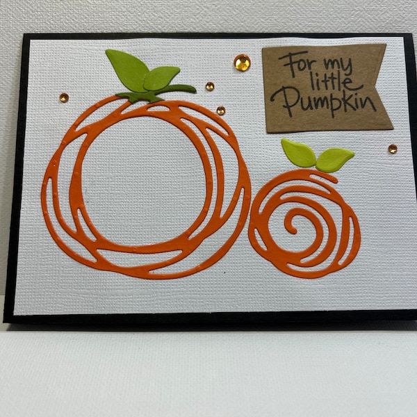 For My Little Pumpkin card, Swirl Pumpkins card, 3D Pumpkins card, Sweet Little Pumpkin card, Handmade Pumpkins card, 3D Pumpkins for Child