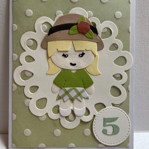 Carte de joyeux anniversaire de 5 ans, carte d'anniversaire de fille, carte d'anniversaire de fille 3D, carte d'anniversaire d'enfant, carte d'anniversaire faite main, carte de 5 ans