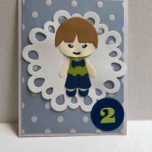 Alles Gute zum Geburtstag 2 Jahre alte Karte, Geburtstagskarte für Jungen, 3D Geburtstagskarte für Jungen, Geburtstagskarte für Kinder, handgemachte Geburtstagskarte, 2 Jahre alte Karte