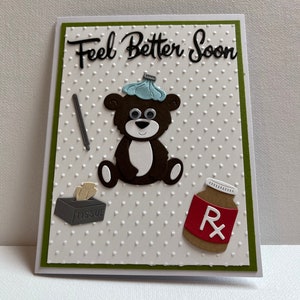 Carte de rétablissement, carte de rétablissement fait main, carte de rétablissement fait main, carte de rétablissement ours en peluche, carte de rétablissement 3D ours en peluche