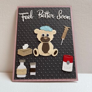Carte de rétablissement, carte de rétablissement fait main, carte de rétablissement fait main, carte de rétablissement ours en peluche, carte de rétablissement 3D ours en peluche