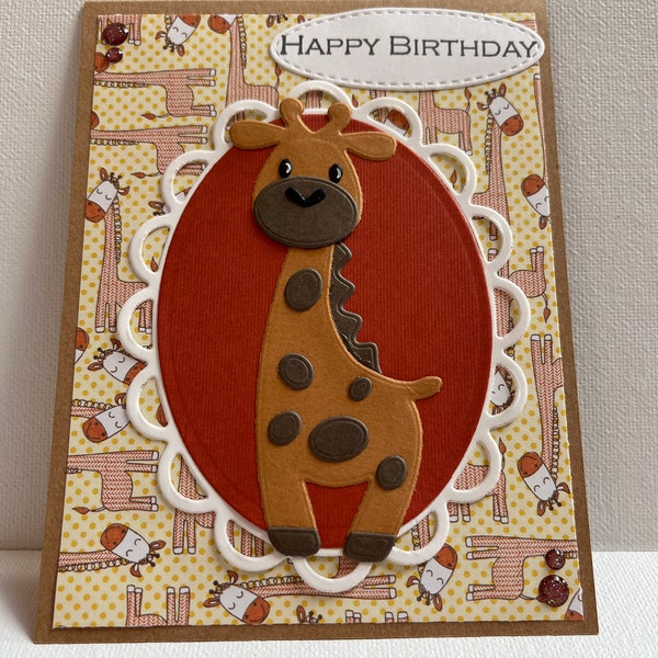 Happy Birthday Giraffe card, Baby Giraffe Birthday card, Child Birthday card, 3D Giraffe Birthday card, Giraffe Lover Birthday card