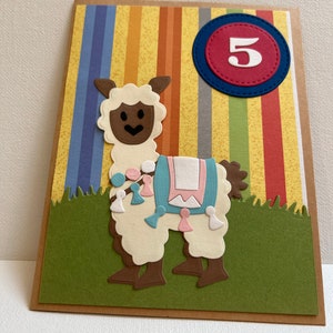 Tarjeta de feliz cumpleaños de 5 años, Tarjeta de cumpleaños de llama, Tarjeta de cumpleaños de llama 3D, Tarjeta de cumpleaños infantil, Tarjeta de cumpleaños hecha a mano, Tarjeta de 5 años