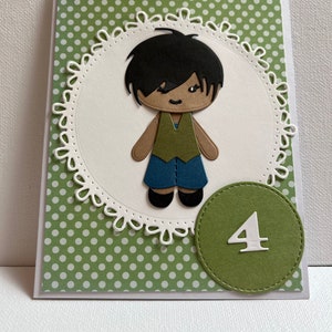 Alles Gute zum Geburtstag 4 Jahre alte Karte, Geburtstagskarte für Jungen, 3D Geburtstagskarte für Jungen, Geburtstagskarte für Kinder, handgemachte Geburtstagskarte, 4 Jahre alte Karte