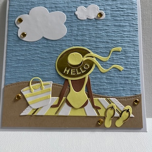 Hello Girl Beach Card: Handmade Summer Greetings