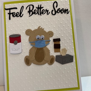 Carte de rétablissement, Carte de rétablissement fait main, Carte de rétablissement faite main, Carte faite main, Carte de rétablissement avec un ours en peluche, Carte de rétablissement avec un ours en peluche