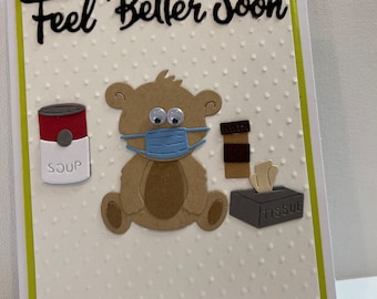 Handmade Teddy Bear Get Well Card