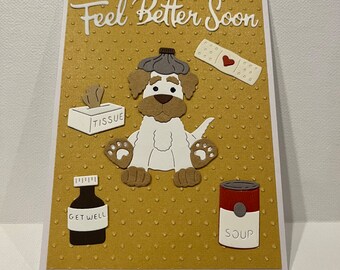 Feel Better Soon card, Get Well Soon card, Get Well card, Handmade Get Well card, Doggy Get Well card, Doggy Feel Better Soon card