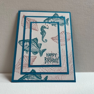 Cartão de feliz aniversário, cartão de aniversário do fundo do mar, cartão de aniversário com tema oceano, cartão de aniversário triplo carimbado, cartão de aniversário 3D, aniversário 3D