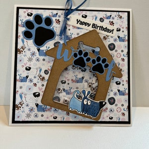 Yappy verjaardagskaart hondenliefhebber, gelukkige verjaardag hondenliefhebber kaart, 3D hondenliefhebber kaart, hondenliefhebber verjaardagskaart, handgemaakte verjaardagskaart