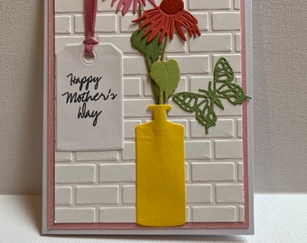 Flowers and Butterfly Handmade Mothers Day Card