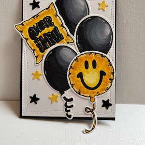 Handmade Over The Hill Birthday Card: Black Balloons