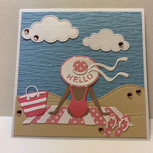 Hello Girl Beach Card: Handmade Any Occasion Card