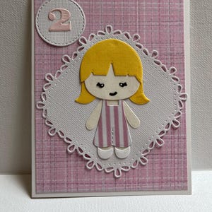 Carte de joyeux anniversaire de 2 ans, carte d'anniversaire de fille, carte d'anniversaire de fille 3D, carte d'anniversaire d'enfant, carte d'anniversaire faite main, carte de 2 ans