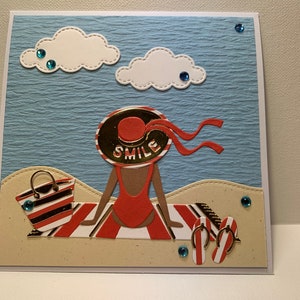 Handmade Smile Girl Beach Card: Any Occasion