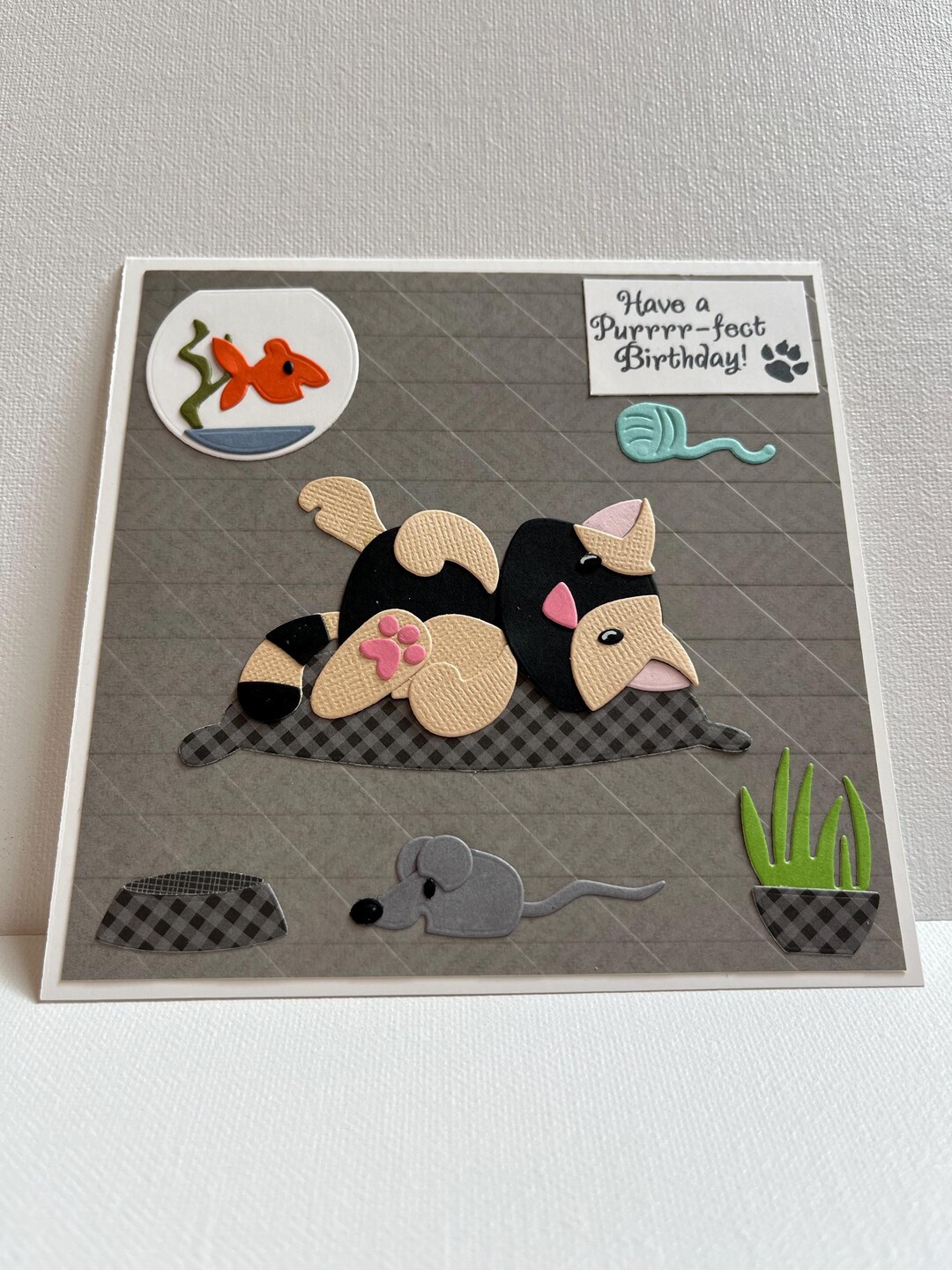 Funny Cat Birthday Card: Handmade Die Cut Design - Etsy