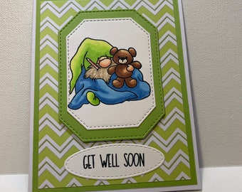 Get Well Soon card, Gnome Get Well card, 3D Gnome Get Well card, Handmade Get Well card, Feel Better Soon card, Fancy Get Well card