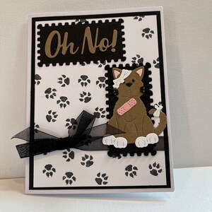 Carte de rétablissement, carte « Oh non » Poor Kitty, carte Feel Better Soon, carte de rétablissement faite main, carte de rétablissement fait main de kitty, carte de rétablissement Kitty