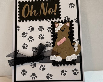 Handmade &quot;Oh No&quot; Kitty Get Well Card