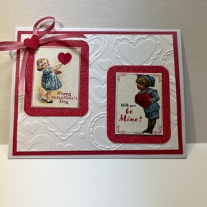 Happy Valentines Day-kaart, ouderwetse valentijnskaart, vintage valentijnskaart, Will You Be Mine-kaart, 3D-valentijnskaart, handgemaakte valentijnskaart