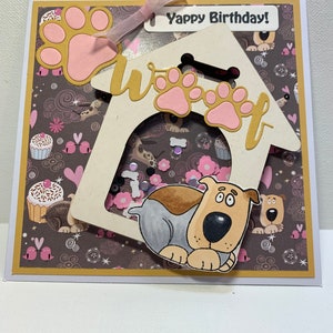 Yappy Geburtstags-Hunde-Shaker-Karte, alles Gute zum Geburtstag-Hunde-Liebhaber-Karte, 3D Doggy Shaker Karte, Hunde-Liebhaber-Geburtstagskarte, handgemachte Geburtstagskarte