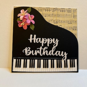 Happy Birthday Music Lover-kaart, pianoverjaardagskaart, 3D-pianoverjaardagskaart, Love Of The Piano-verjaardagskaart, handgemaakte pianokaart