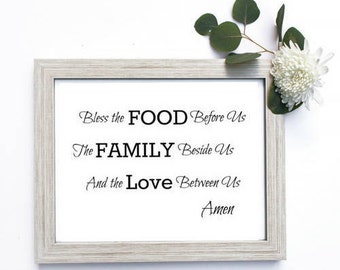 Bless the Food Before Us; Artwork Printable; Kitchen Art; Quote Art; Word Wall Art, Printable