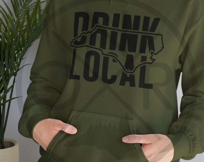 Drink Local North Carolina NC Craft Beer Distillery Home Brew Brewmaster Unisex Heavy Blend™ Hooded Sweatshirt