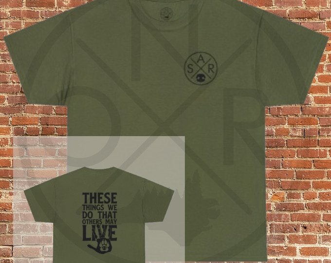 These Things We Do That Others May Live Hand and Nose Print SAR K9 Team Crossed Lines The Nose Knows Unisex Heavy Cotton Tee