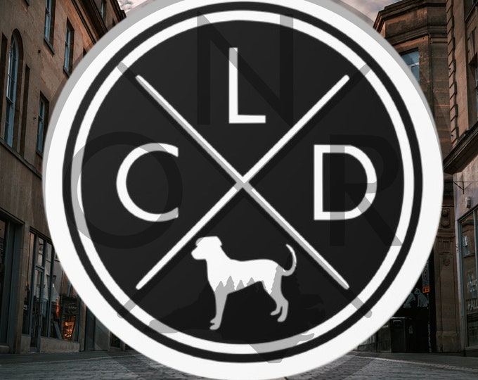 Minimalist Catahoula Leopard Dog CLD Crossed Lines Round Vinyl Sticker