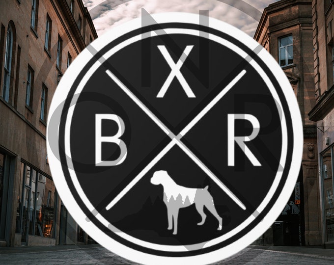 Minimalist BXR Boxer Crossed Lines Round Vinyl Sticker